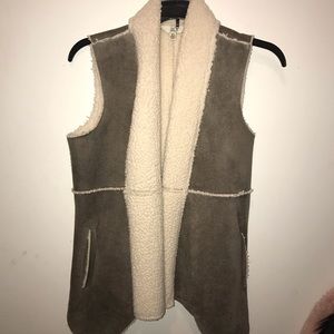 Sherpa Vest Brown Suede & White Fur